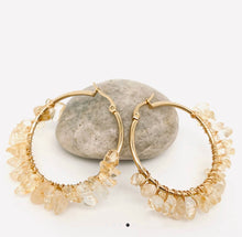 Load image into Gallery viewer, Natural Stone Hoop Earrings
