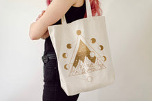 Load image into Gallery viewer, Moon Phase Mountain Canvas Tote Bag
